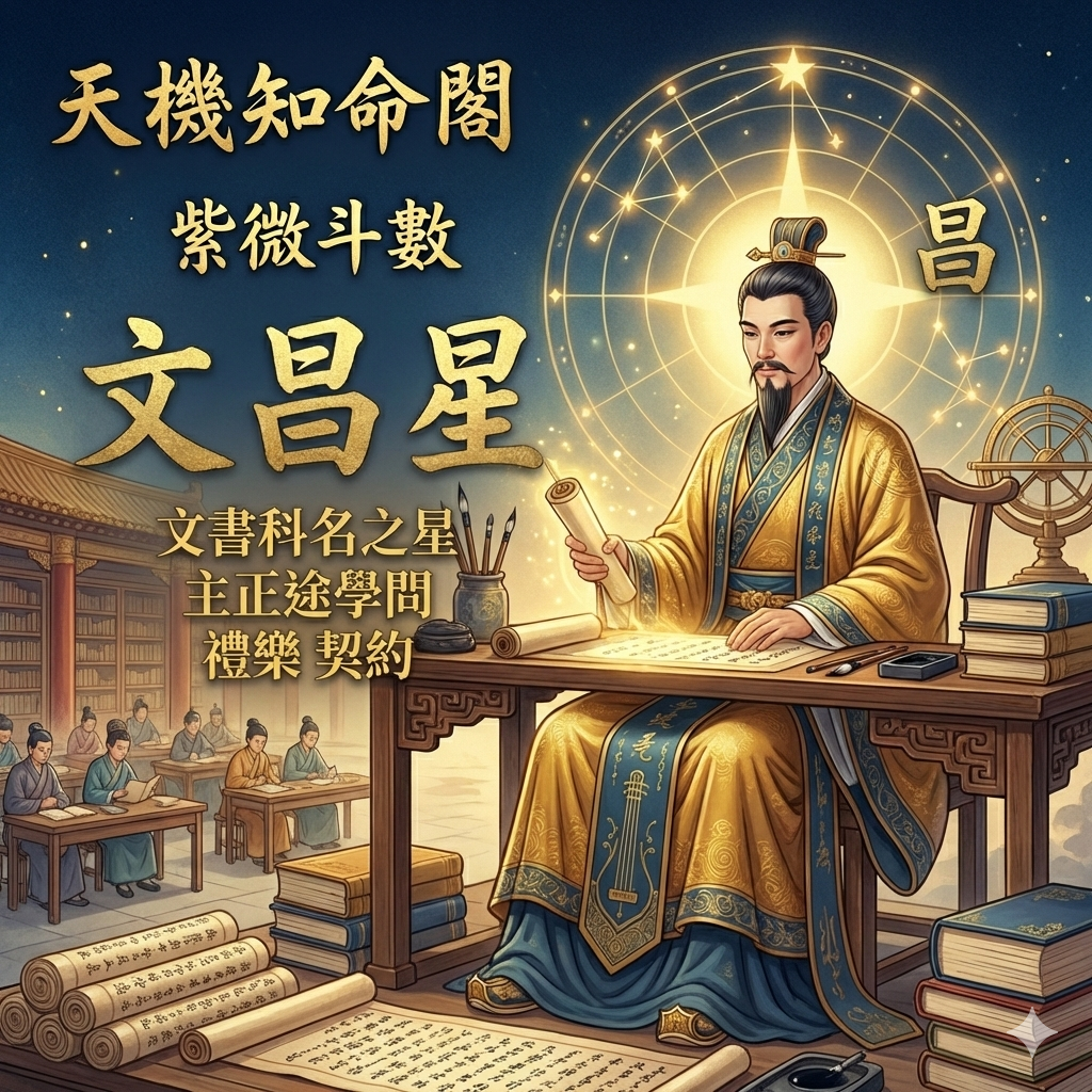 [fz-034] 
  文昌星：文書科名之星，主正途學問、禮樂與契約。