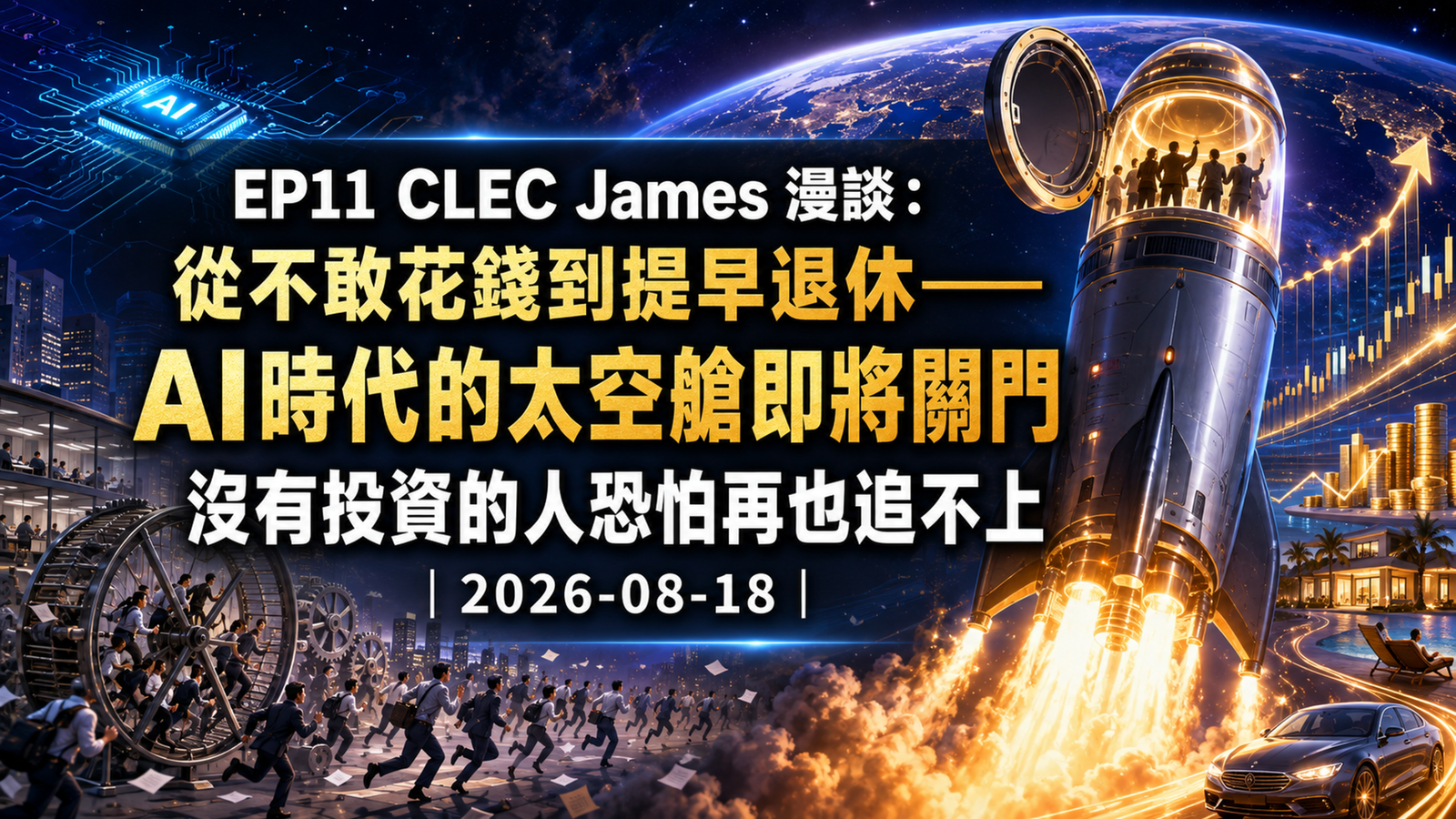 EP00011 CLEC James 漫談｜從不敢花錢到提早退休——AI時代的太空艙即將關門，沒有投資的人恐怕再也追不上｜2026-08-18
