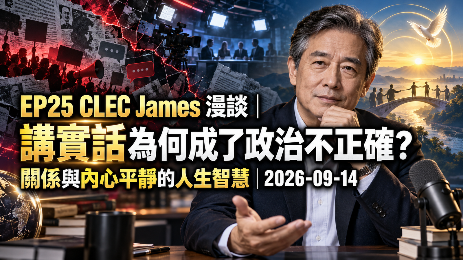 [cj-025] CLEC James
  漫談｜講實話為何成了政治不正確？關係與內心平靜的人生智慧｜2026-09-14